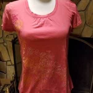 Activeology Scoop Neck Floral Graphic Tee Sz PM